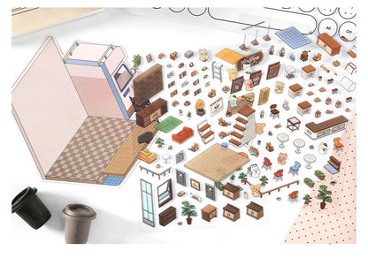 Creative Design Outdoor Scene Sticker for Student Cute Cartoon DIY Decor Landscaping Sticker Scrapbook Journal Student Sticker