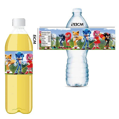 Bandai Sonic the Hedgehog Sticker Party Supplies Birthday Party Bottle Sticker Party Juice Cup Sticker Baby Party Decorations
