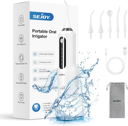 SEJOY Water Flosser for Teeth Irrigator Teeth Whitening Tool Portable Water Pick Personal Care Appliances Dental Teeth Cleaner