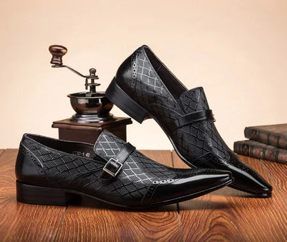 Fashionable Classic Men Formal Shoes Buckle Patent Leather Shoes Small Square Toe Slip-on Formal Party Shoes Men Wedding Shoes