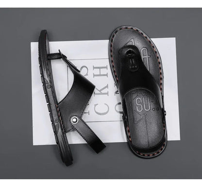 Flip Flops Flat Mens Sandals Summer Shoes Men Slippers Leather Mens Holiday Non-slip Flip Flops Huaraches Para Caballero