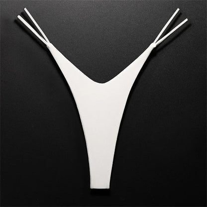 High Cut Thong Cotton Sexy Ladies Panties V-Waist High Elasticity G-String Breathable Underwear Female Intimates