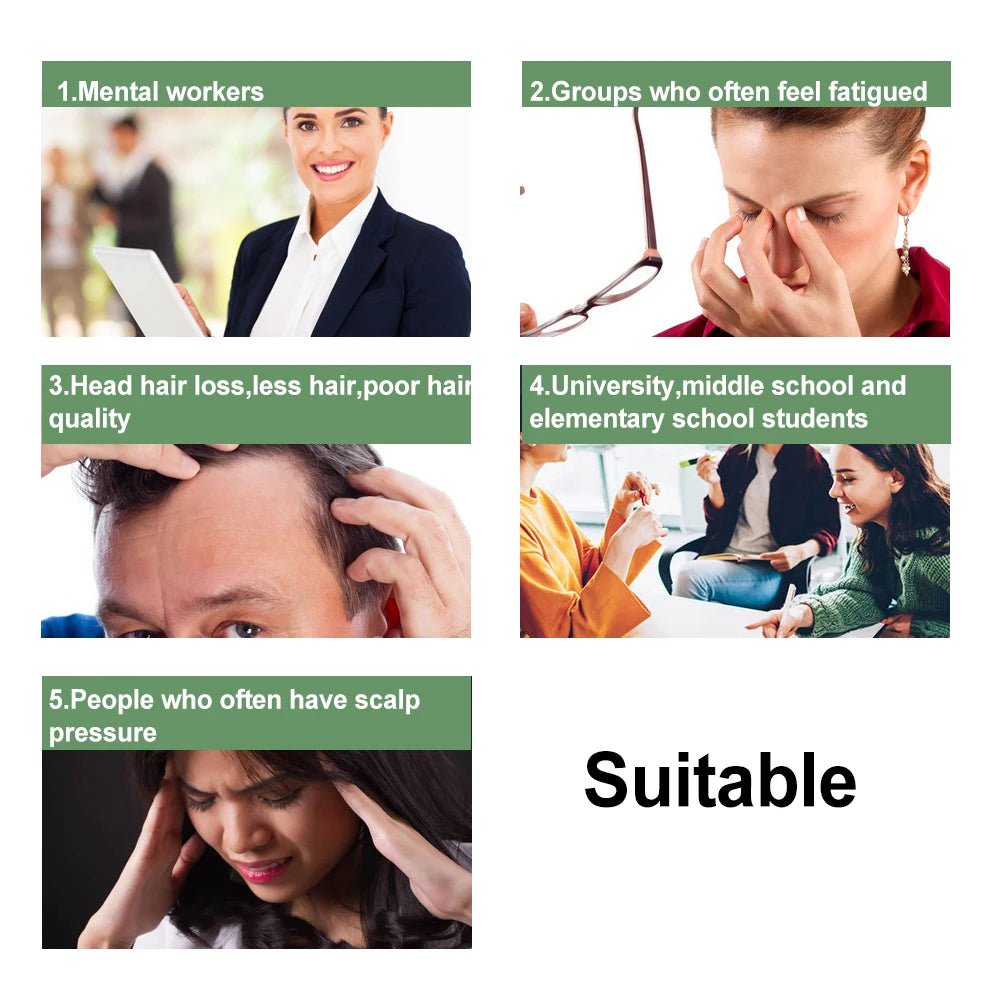 Electric Scalp Massager Heads Scalp Kneading Vibrating Device 6 Modes for Hair Growth Stress Relax Waterproof Massageador