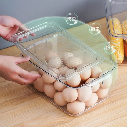 Stackable Transparent with Lid Storage Box Vegetable Fruit Organizer Fridge Container for Food Home Kitchen Tools Accessories