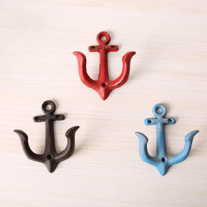 Cast Iron Nautical Anchor Wall Hooks Coastal Theme Decorative Hooks Towel Hanger Jacket Holder Unique Key Hooks Backpack Racks