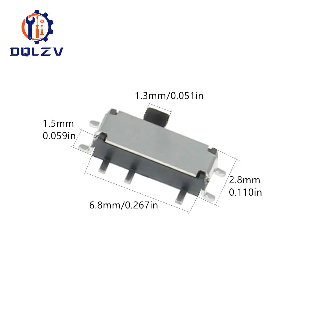 7Pin Mini Slide Switch On-OFF 2Position Micro Slide Toggle Switch 1P2T H=1.5MM Miniature Horizontal Slide Switch SMD