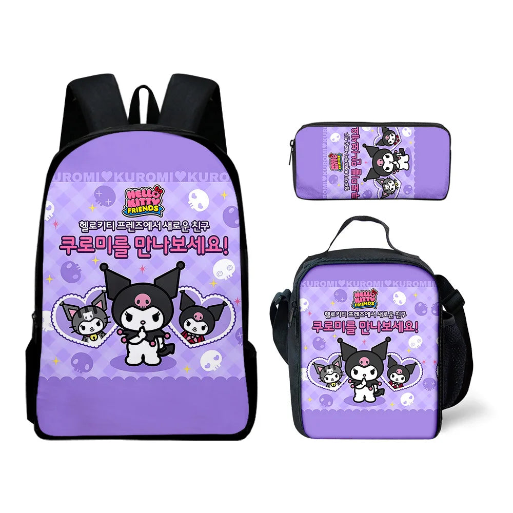 Sanrio Kuromi Backpack Sanrio Backpack Pencil Bag Student School Bag Primary and Middle kawaii Cartoon School Bag Mochila