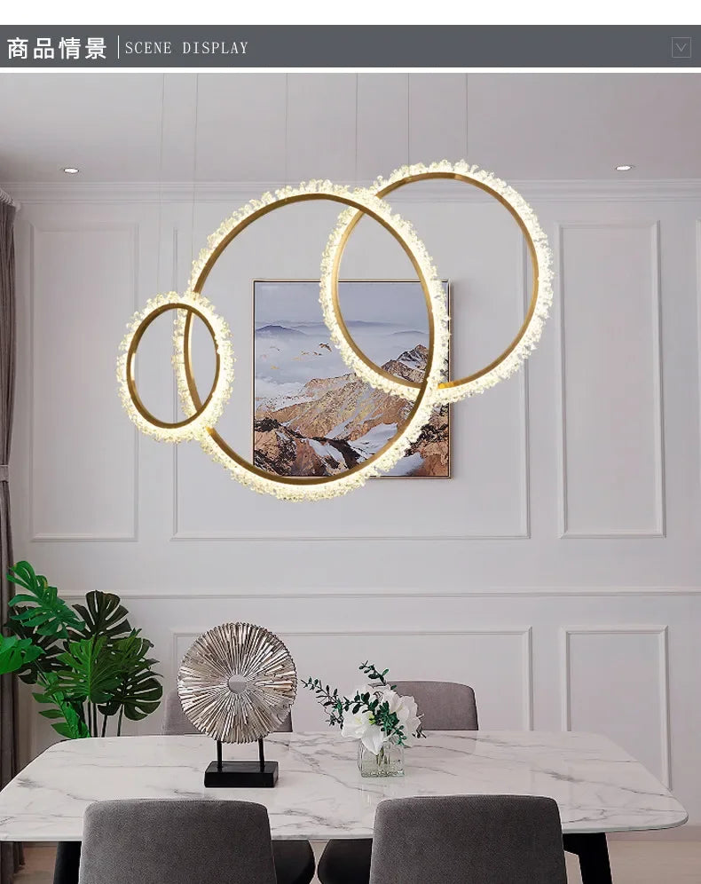 HYN Decorative Chandelier Postmodern Brass Front Desk Circular Art Reception Room Exhibition Hall Crystal Lamp