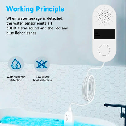 Non-Smart Water Alarm Leak Detector 130dB Sound & Light Water Leak Sensor Essential Waterproof Home Safety Device