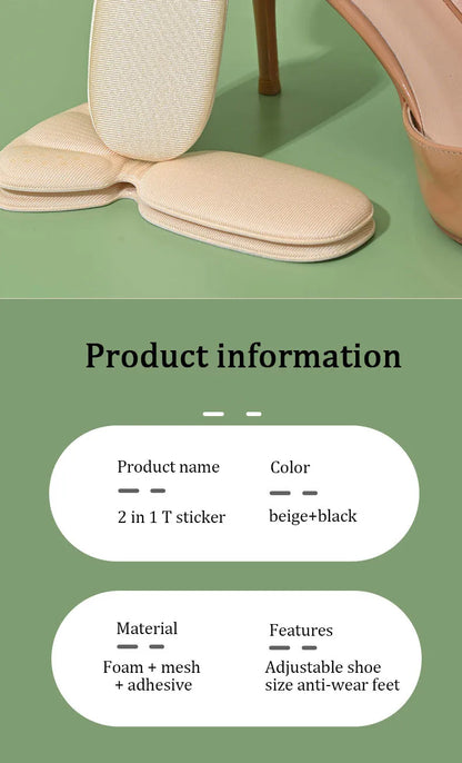 T-Shaped Heel Protectors Stickers Womens Shoes Heel Cushion Foot Care Products Non Slip Shoe Pads High Heels Half Shoe Inserts