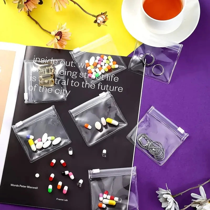 5pcs Self-Sealing Reusable Pill Pouch for Travel Medication and Small Items - Convenient and Secure Organizer for Travel Essenti