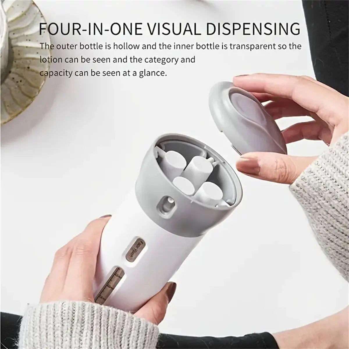 4 In 1 Portable Travel Liquid Dispenser Bottle Refillable Leakproof Travel Container For Perfume Shampoo Conditioner Lotion