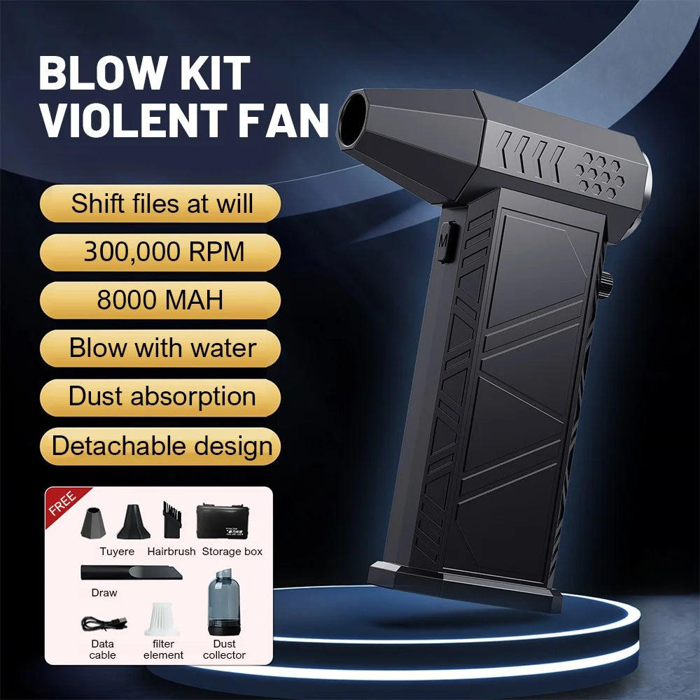 X9 Violent Fan 300000RPM Powerful Air Blower Vacuum Cleaner Type-C Charging Strong Winds 58m/s Brushless Turbo Jet Blower Dryer