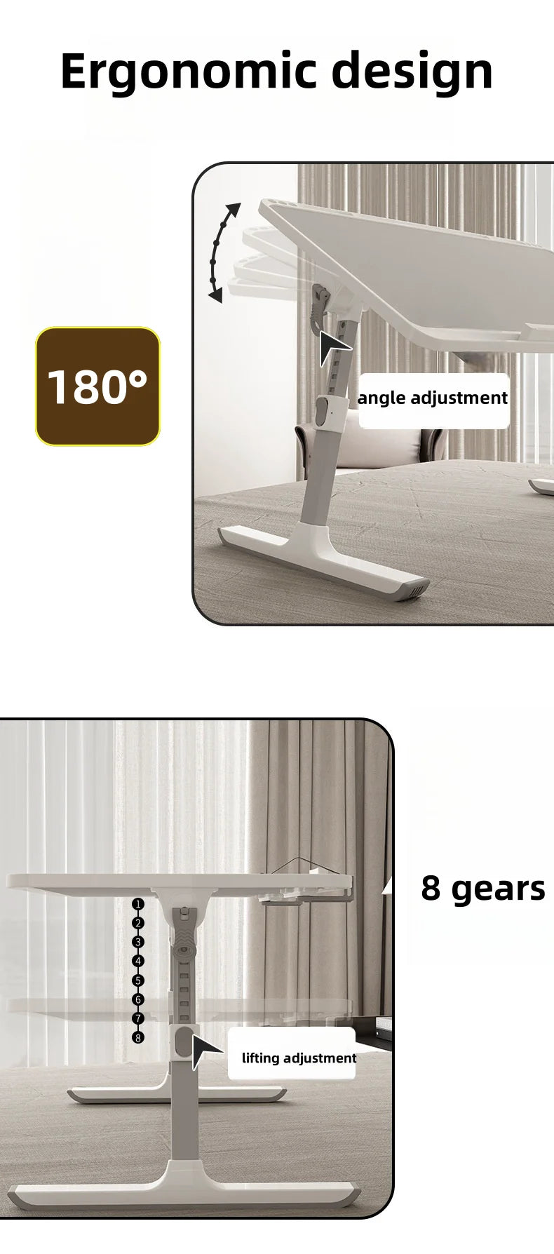 Laptop Bed Tray Table, Adjustable Laptop Bed Table,Portable Standing Desk with Storage Drawer,Foldable Lap Tablet Table for Sofa