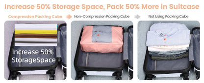 2/6/9 Set Compression Packing Cubes Waterproof Travel Organizer Bags Space-Saving Luggage Storage for Suitcase Travel Essentials