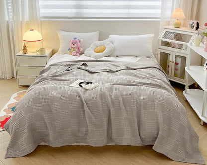 Battilo Cotton Throw Blanket Soft Breathable Waffle Blanket for Twin Queen King Bed Decorative Plaid Sofa Blankets Summer Throws