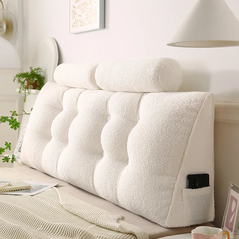 Headboard Pillow Lambswool Triangle Cushion Backrest Pain Relief Sofa Waist Cushion Wedge Sleeping Pillows for Bed Decorative 이불