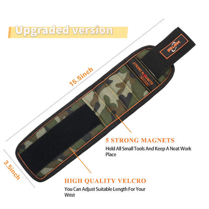 Magnetic Wristband with Super Strong Magnets Holds Screws, Nails, Drill Bit. Unique Wrist Support Design Cool Handy Gadget Gifts
