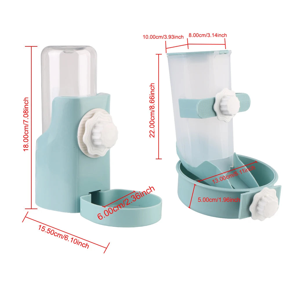 Pet Water Bottle Automatic Food Container Dispenser Bowl Cats Dogs Drinking Fountain Cage Hanging Feeder For Puppy Cats Rabbit
