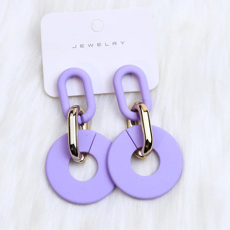 New Rectangular Hollowed Out Acrylic Earrings Popular Retro Personalized Fashion Bohemian Earrings Decoration Gift