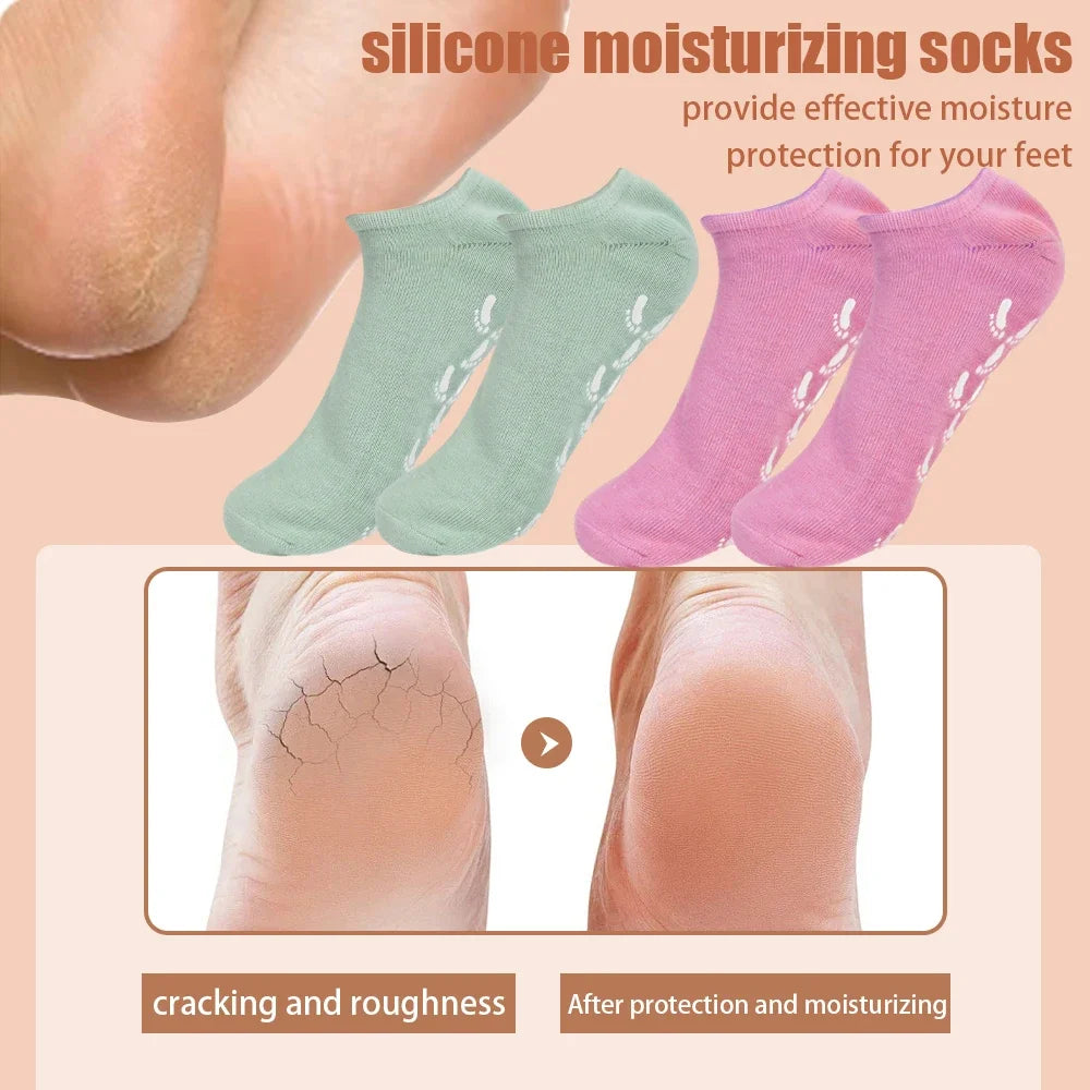 Silicone Moisturizing Mask Socks Reusable Exfoliating Anti Crack Protective Gloves Dry Dead Skin Remover Tools Hand Foot Care