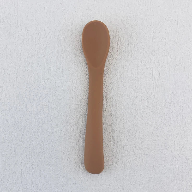 Baby Soft Silicone Spoon Food-grade Silicone Children's Supplementary Feeding Training Spoon Long-handle Silicone Feeding Spoon