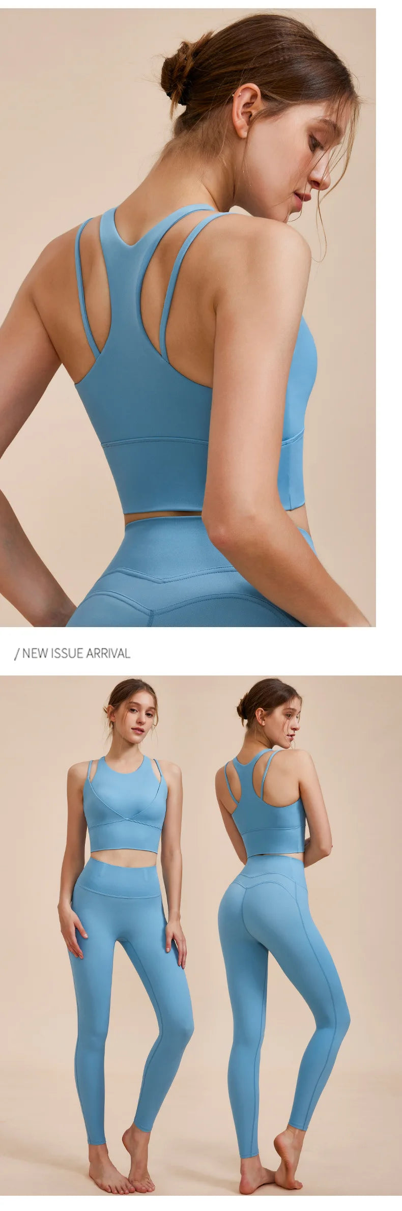 Sports Bra with Shock-absorbing Shoulder Straps for Women, Gathered Back, Fitness Bra, Running Top, New