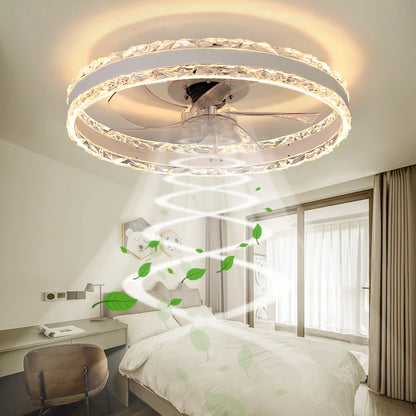 Smart Ceiling Fans With Light Slim Build Dimmable 6-speed Adjustment 50cm Electric Fan Silent Deco For Bedroom Study Dining Room