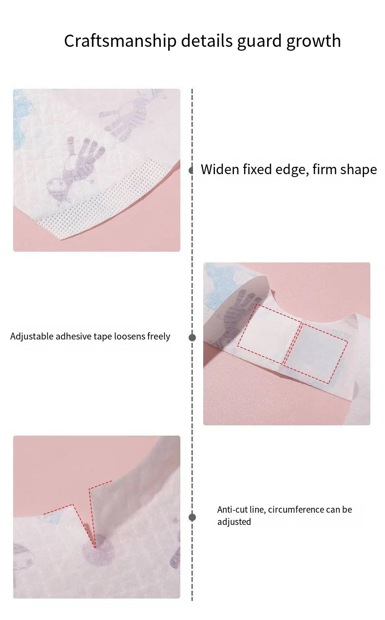 50-Pack Disposable Bibs for Babies Aged 6 Months to 2 Years Cartoon Bear Feeding Bib for Boy Girl Non-woven Drool Towel