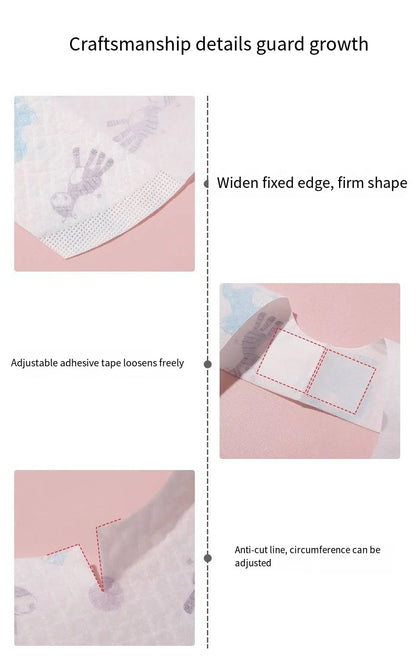 50-Pack Disposable Bibs for Babies Aged 6 Months to 2 Years Cartoon Bear Feeding Bib for Boy Girl Non-woven Drool Towel