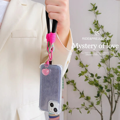 Universal Braided Mobile Phone Lanyard Strap Cartoon Star Hanging Chain Ring Cord with Patch Wrist Strap Cell Phone Detachable