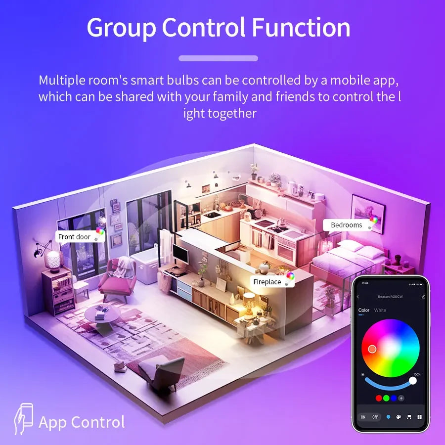 Smart Led Light Bulb 220V Tuya Bluetooth with RF 2.4G Remote Group Control RGB Lamp Ampoules Smart Life App Spotlight Bombilla