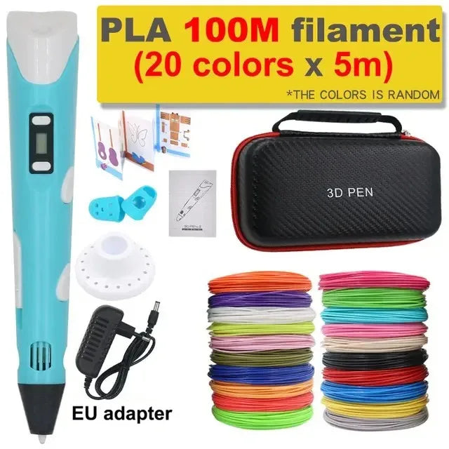 3D Pen DIY Drawing Pen With LCD Screen Compatible PLA ABS Filament Toys Safe Paiting for Children Kids Christmas Birthday Gifts