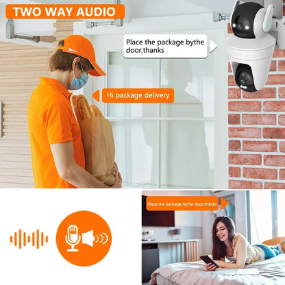 Smart WiFi Security Camera Outdoor Dual PTZ Control 10MP Dual Lens 360° Wireless Video Surveillance IP Camera Smart Home