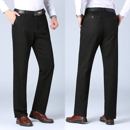 Mens Trousers Business Casual Pants Autumn Spring Dress Straight Pants Black Suit Pants Loose Formal Dress Pants