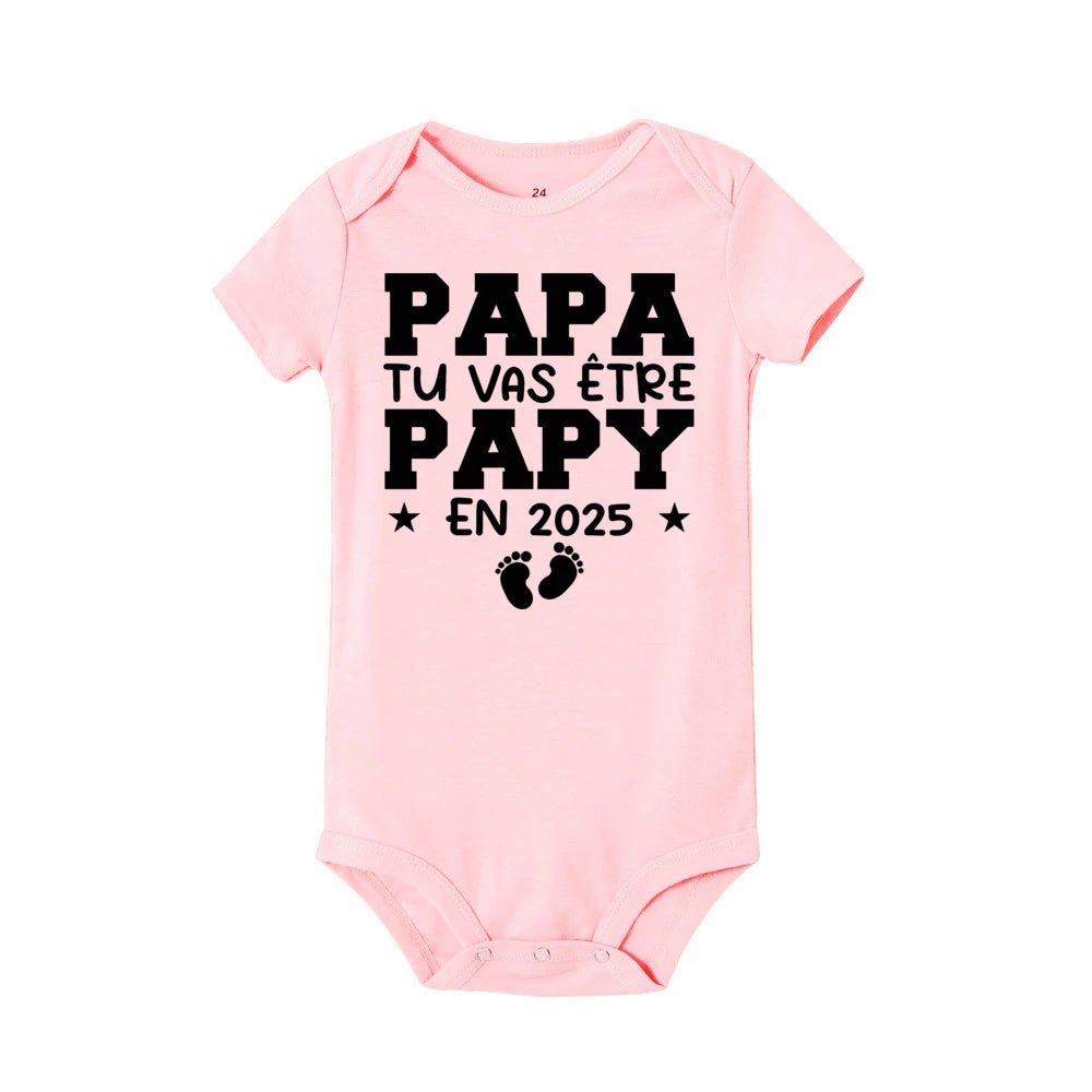 Dad You Will Become A Dad in 2025 Print Infant Rompers Casual Pregnancy Announcement Jumpsuit Short Sleeve Fashion Babys Clothes