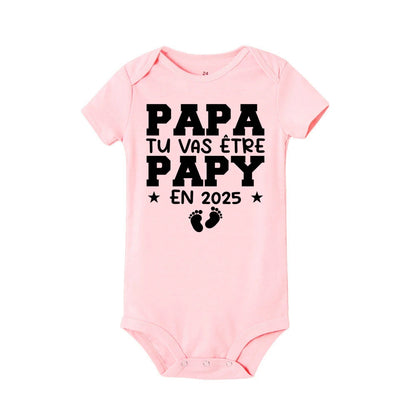 Dad You Will Become A Dad in 2025 Print Infant Rompers Casual Pregnancy Announcement Jumpsuit Short Sleeve Fashion Babys Clothes