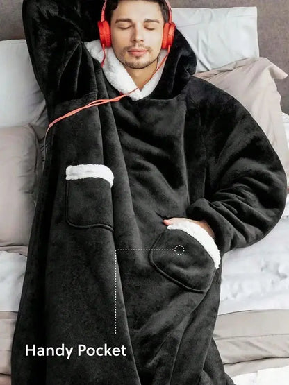 180cm Long Winter Blanket With Sleeves Plush Fleece Wearable Sofa Hooded Blanket Adult Soft Warm Flannel Weighted TV Blankets Ho