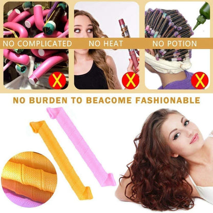 Heatless Hair Curler No Heat Silk Ribbon Hair Rollers Curls Headband Sleeping Soft Lazy Hair Curlers Foam Rod Curling Hair Tools