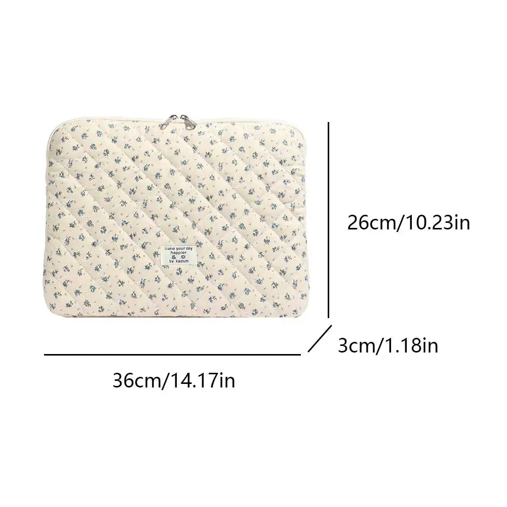 Laptop Sleeve for 11-15 Inch Laptop Tablet Puffy Quilted Floral Laptop Case Coquette Aesthetic Puffy Laptop Sleeve Cover Case