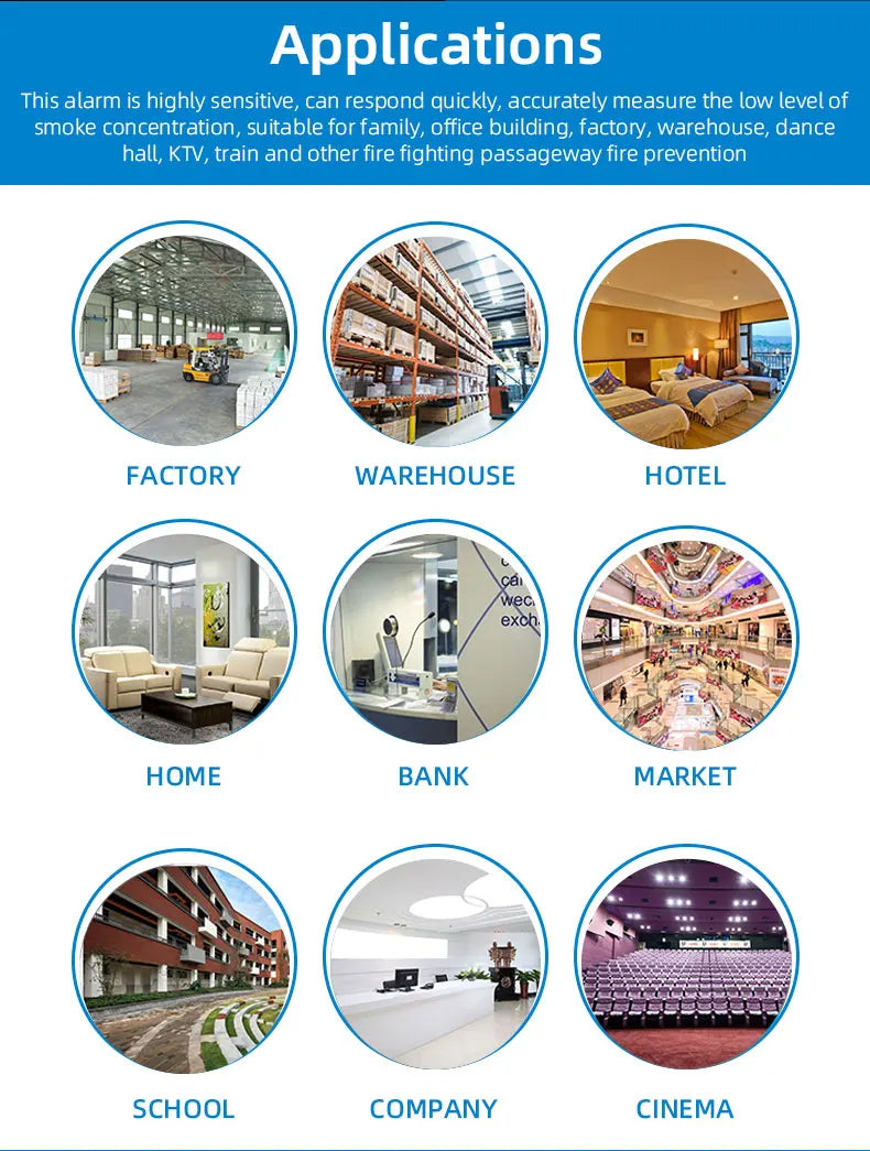 Independent Smoke Detector Sensor For Home Warehouse Security Smart Smoke Fire Alarm Replaceable Alarmas De Seguridad Para Casa