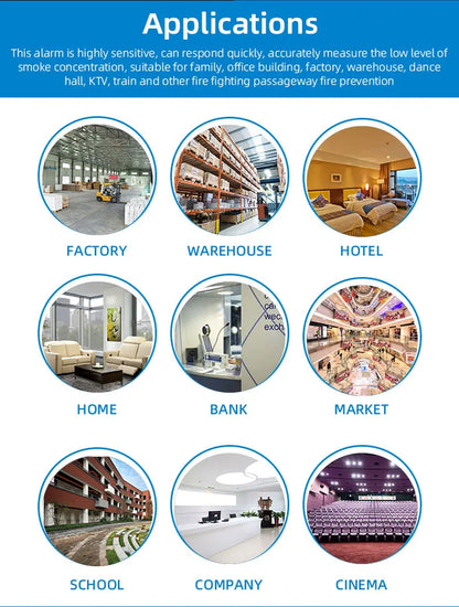 Independent Smoke Detector Sensor For Home Warehouse Security Smart Smoke Fire Alarm Replaceable Alarmas De Seguridad Para Casa