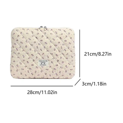 Laptop Sleeve for 11-15 Inch Laptop Tablet Puffy Quilted Floral Laptop Case Coquette Aesthetic Puffy Laptop Sleeve Cover Case