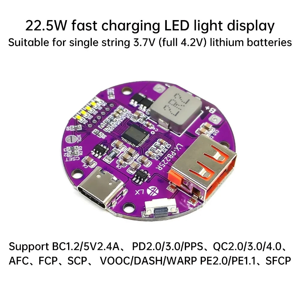 22.5W Power Bank Bidirectional Fast Charging Power Circuit Board High Power PD3.0/PD2.0 Type-C USB DIY for 3.7V Lithium Battery
