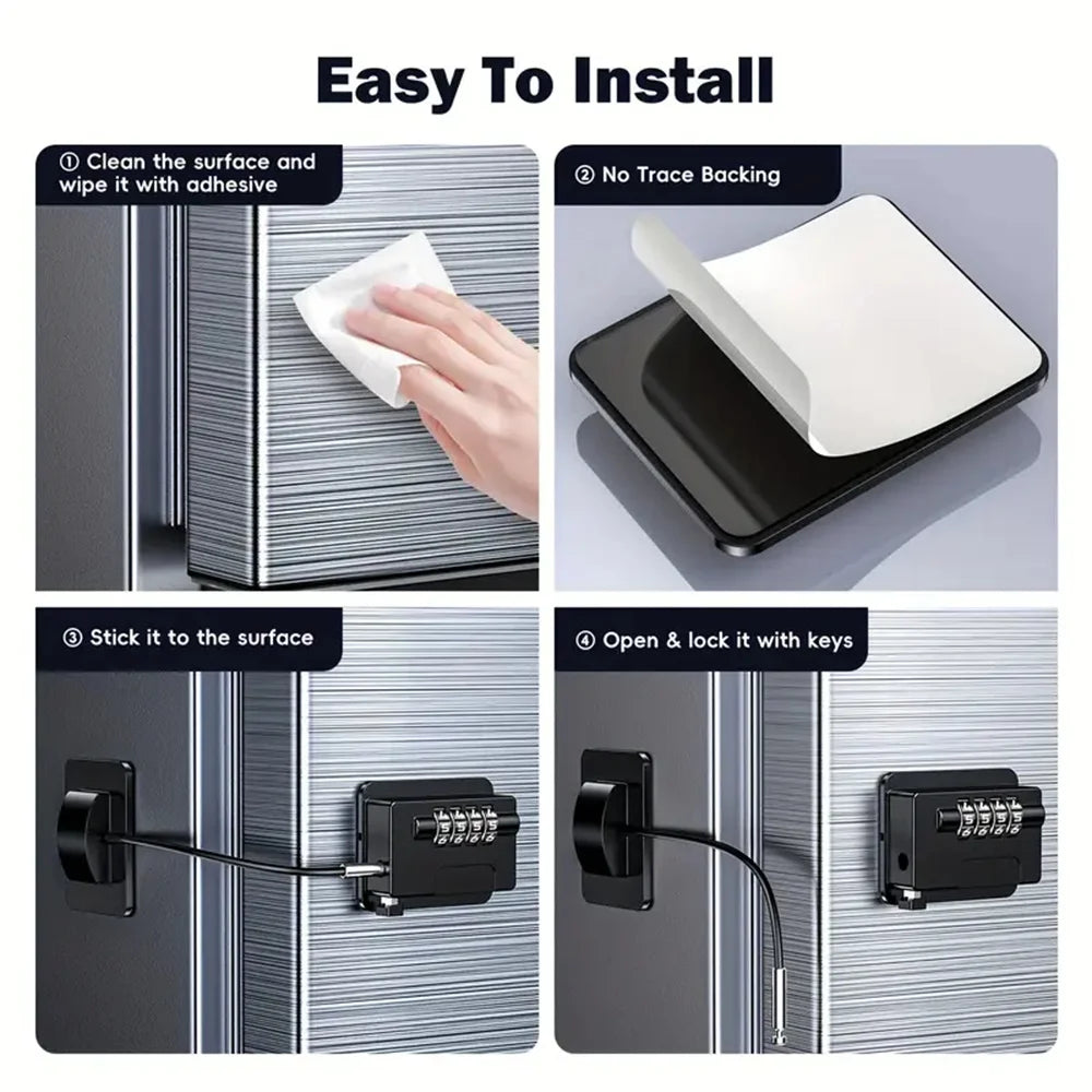 Easy-Install No-Drill Security Lock for Drawers, Refrigerators & Cabinets - Childproof Safety Door Clip & Window Latch