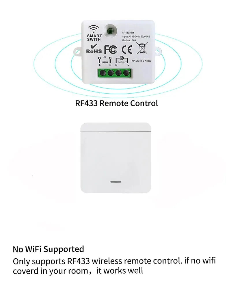 Wireless Smart Switch Light 433MHz 1/2/3Gang 86 Wall Panel Switch with Remote Control Interruptor 10A 110V 220V For LED Lamp