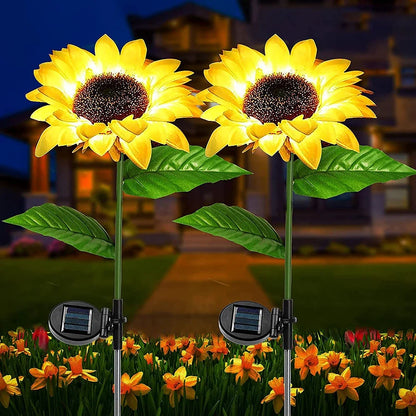 Simulated Outdoor Solar Sunflowers Smart Sense Garden Lights Yard Wedding Thanksgiving Decor Light Waterproof LED Lawn Light