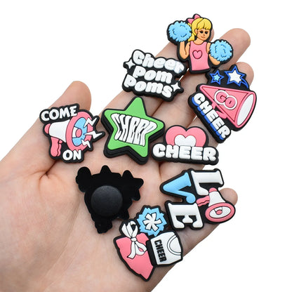 Cute Cheerleading Shoe Charms Decoration for Crocs Pin Accessories Charms Bracelet Wristband DIY Shoe Party Gifts