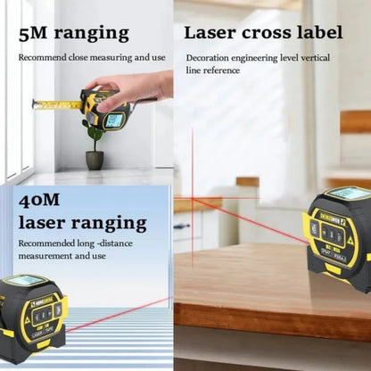 Laser Tape Measure 3In1 Digital Tape Measure 40/60M High Infrared Precision Rangefinder Steel Measuring with Large Display Tool