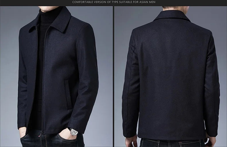 High Quality New Brand Casual Fashion Lapel Autumn Winter Mens Coat 2025 Men Clothing Fashion Jacket Solid Classic Windbreaker